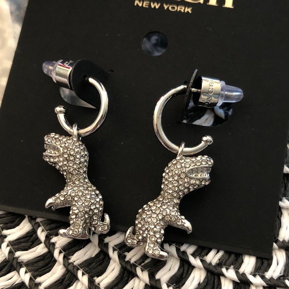 Coach Jewelry - Authentic new Coach Silver Crystal Dinosaur Drop Earrings